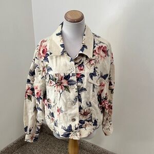 👒 Karen Kane 100% Linen Floral Jacket